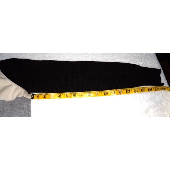 Ann Taylor Black Label Colorblock Cream Charcoal Gray Med Sweater Merino Wool - Picture 8 of 12